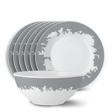 Larah by Borosil Silver Luna Snack Set, 7 pc