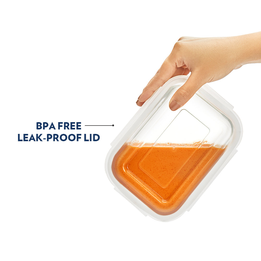 Borosil Klip n Store Rectangular Glass Container, 1.04L