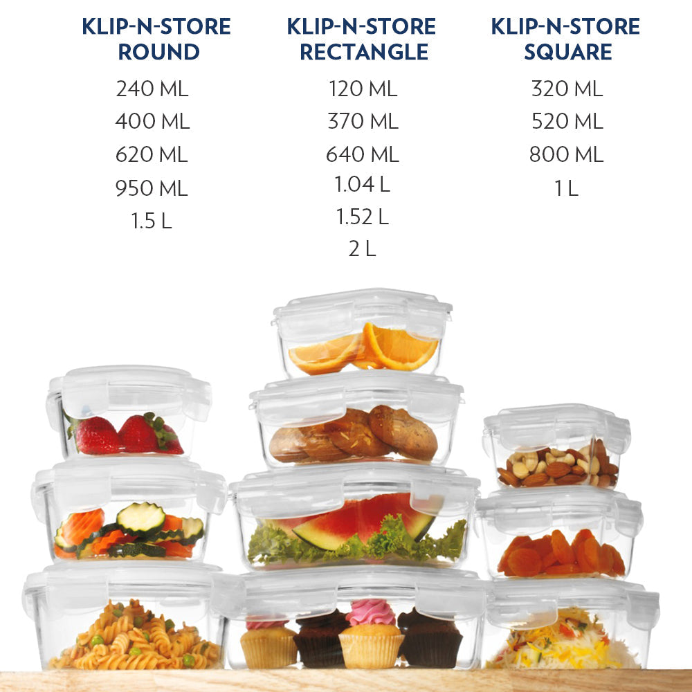Borosil Klip n Store Rectangular Glass Container, 1.04L