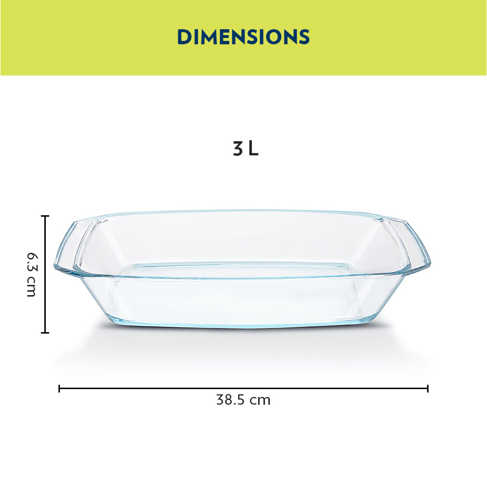 Borosil Deep Rectangular Dish, 3L