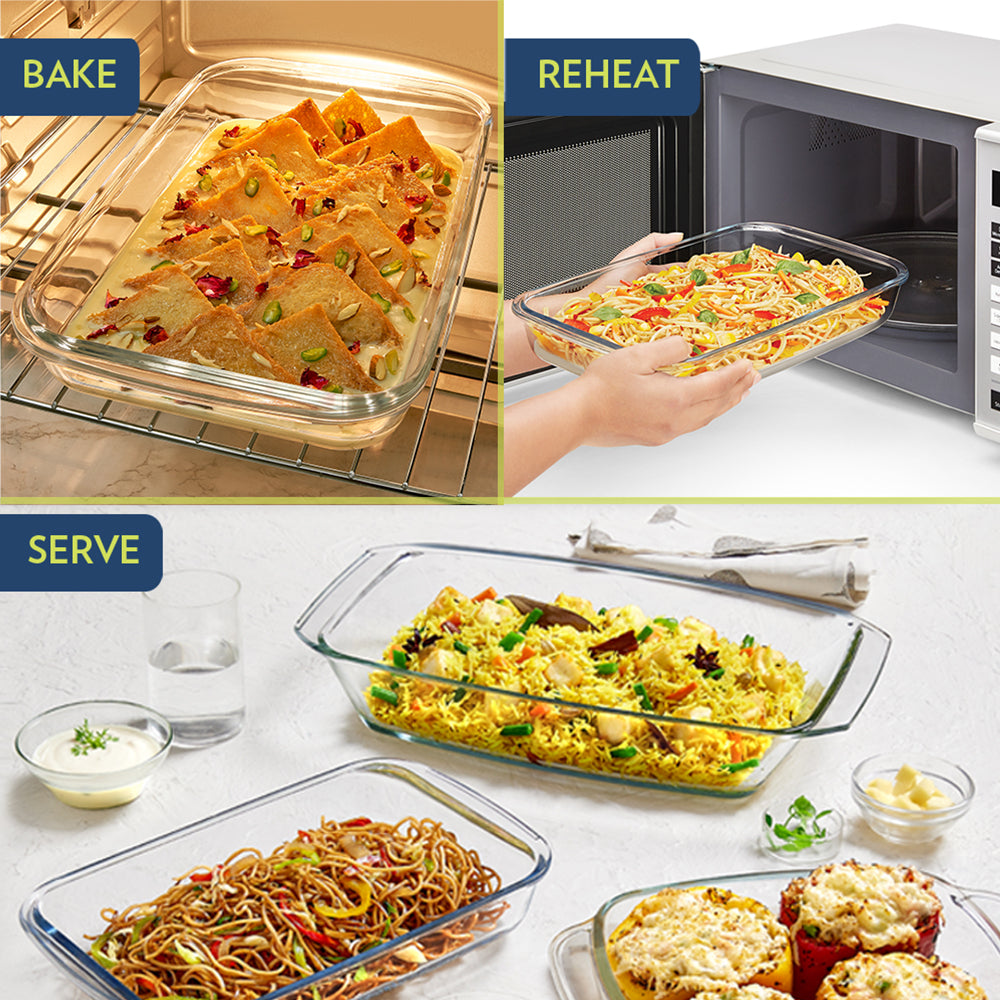 Borosil Deep Rectangular Dish, 3L