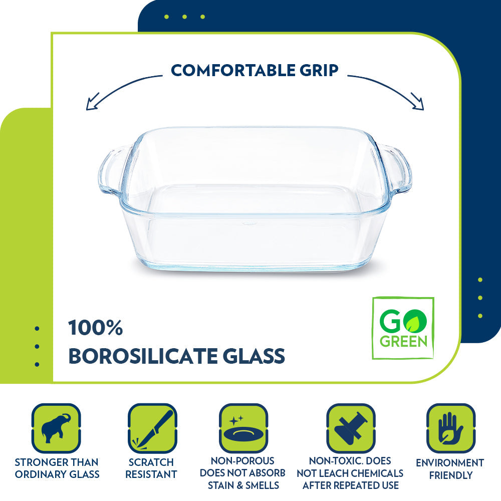 Borosil Square Baking Dish w handle, 1.6L