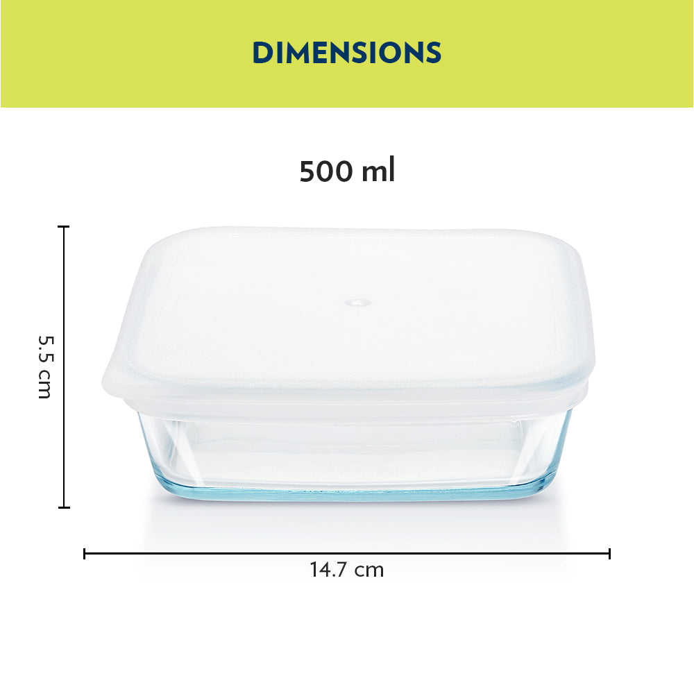 Borosil Square Baking Dish w lid, 500ml