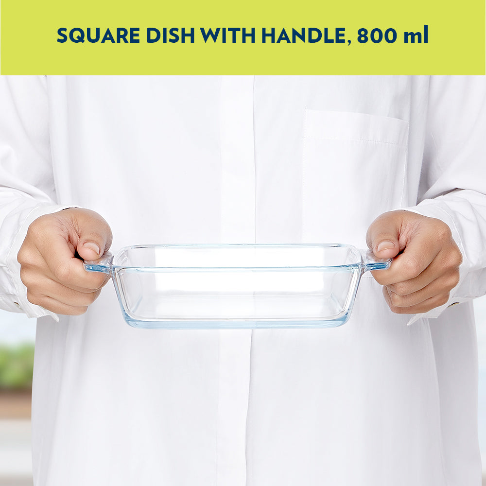 Borosil Square Baking Dish w handle, 800ml