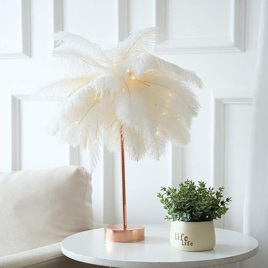 Luxe LED Table Lamp – Elegant Feather Light for Bedroom & Decor