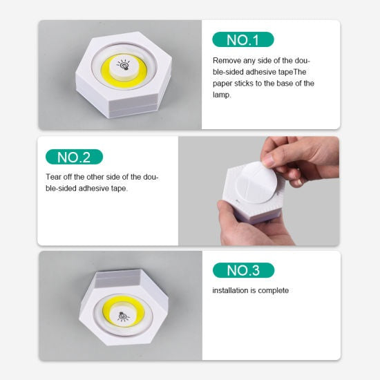 3Pcs Remote Control LED Tap Wall Light, LED Light with Remote Control for Home Ceiling, Cabinet, Kitchen