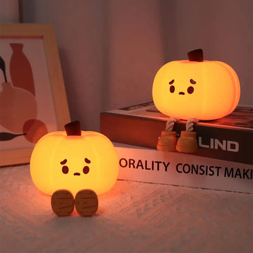 Pumkin: Portable Adorable Squishy Pumpkin Night Lamp with Dimmable LED, Rechargeable Silicone Design & Touch Control