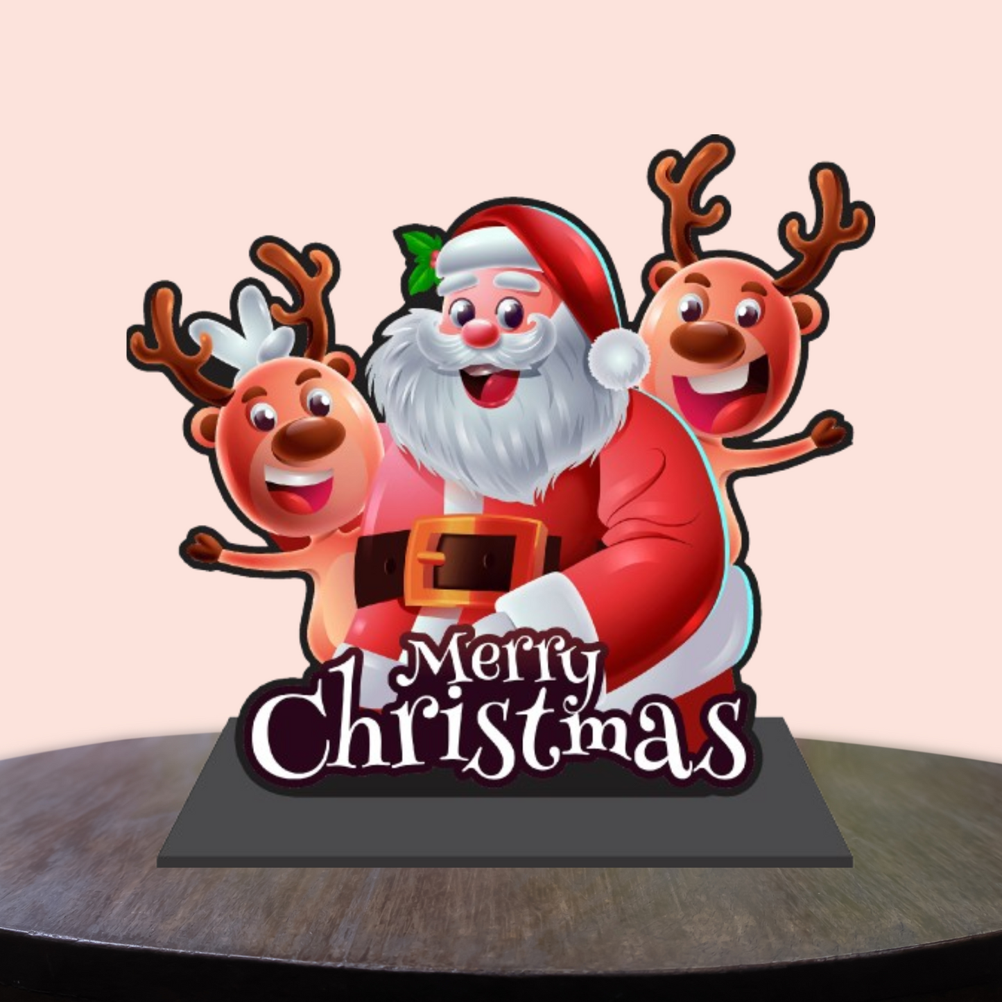 Webelkart Premium Santa MDF Merry Christmas Decorations for Table| Showpiece for Christmas Decoration,Tabletop Stand, Christmas Gift,Christmas Ornaments Gifts,Xmas Decor