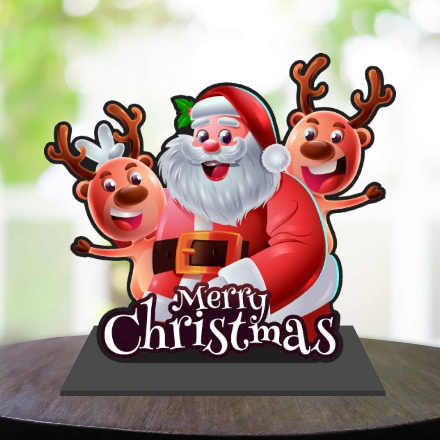 Webelkart Premium Santa MDF Merry Christmas Decorations for Table| Showpiece for Christmas Decoration,Tabletop Stand, Christmas Gift,Christmas Ornaments Gifts,Xmas Decor