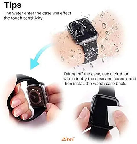 Zitel Case for Apple Watch Series 9 / 8 / 7 41mm Screen Protector Case with Built-in 9H Tempered Glass - Matte Black
