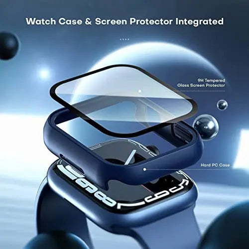Zitel Case for Apple Watch Series 9 / 8 / 7 45mm Screen Protector Case with Built-in 9H Tempered Glass - Blue