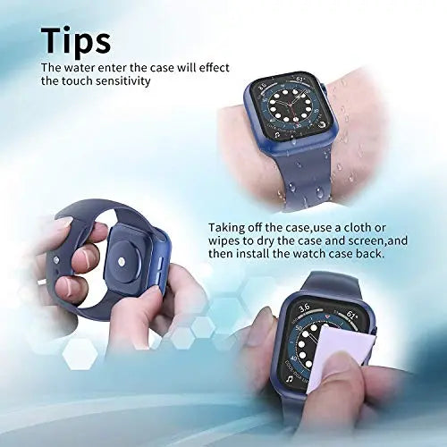Zitel Case for Apple Watch Series 9 / 8 / 7 45mm Screen Protector Case with Built-in 9H Tempered Glass - Blue