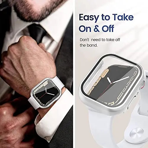 Zitel Case for Apple Watch Series9 / 8 / 7 45mm Screen Protector Case with Built-in 9H Tempered Glass - Silver