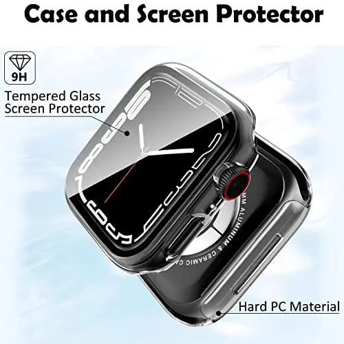 Zitel Case for Apple Watch Series 8 / 7 45mm Screen Protector Case with Built-in 9H Tempered Glass - Clear