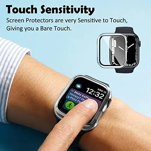 Zitel Case for Apple Watch Series 8 / 7 45mm Screen Protector Case with Built-in 9H Tempered Glass - Clear