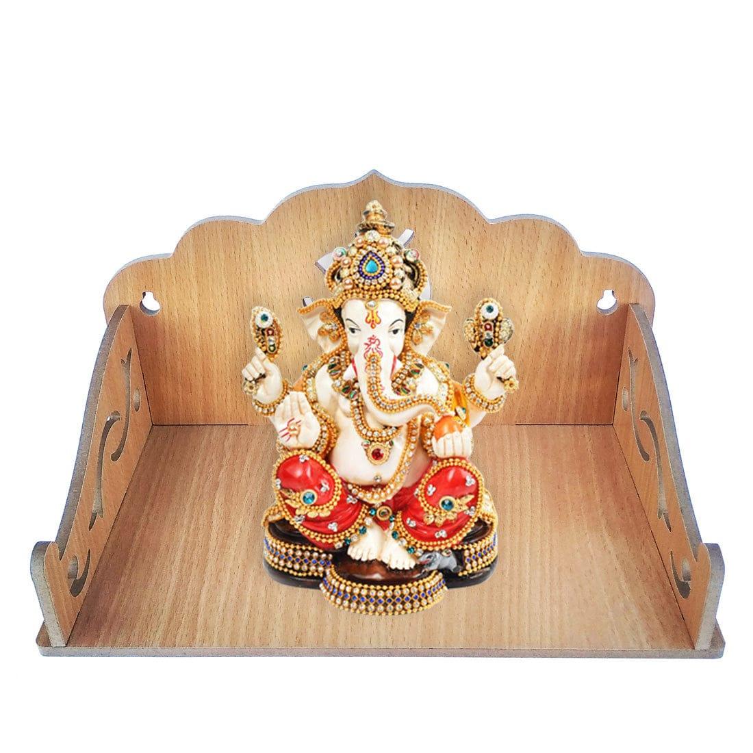 Webelkart®️ Premium OM Wooden Temple Beautiful Plywood Mandir Pooja Room Home Decor Office /Home Temple (Brown)