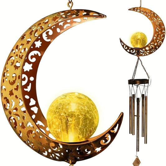 Solar Outdoor Crescent Moon Wind Chime