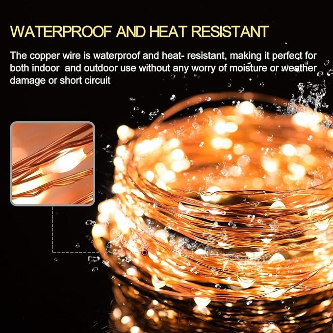 Waterproof Fairy String USB Powered Copper Wire Light for Diwali Home, Christmas Tree Decoration