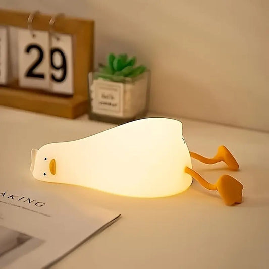 Lying Flat Duck Silicone Night Led Lamp with USB Connector