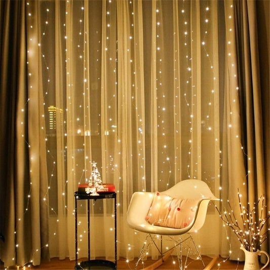 USB Powered LED Curtain String Warm White Light