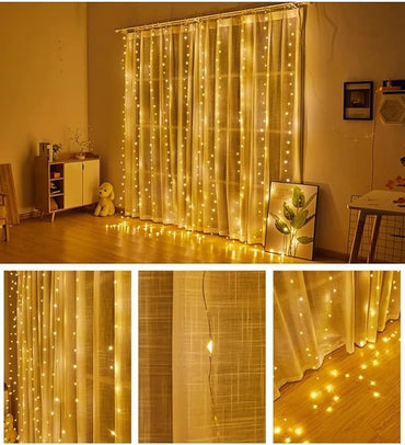 USB Powered LED Curtain String Warm White Light