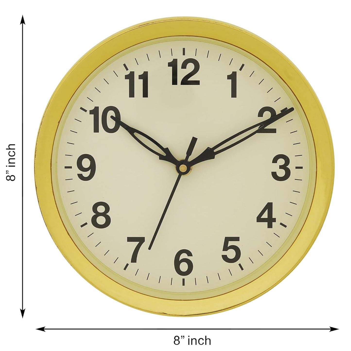 JaipurCrafts Antique Plastic Wall Clock for Home and Office Decor/Office Wall Clocks/Wall Clock for Living Room/Diwali Decorations Items (Noiseless, 8 Inches (Gold)