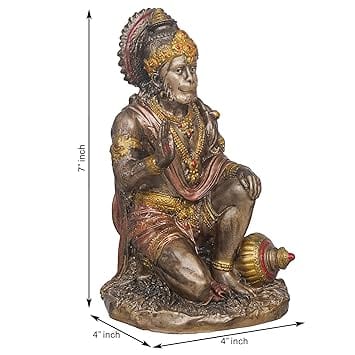 JaipurCrafts Premium Cold Cast Resin Lord Hanuman Ji/Balaji Ji/Bajrang Bali Idol Statue for Home and Office Decor | Bajrang Bali Ki Murti for Temple (7" Inches)
