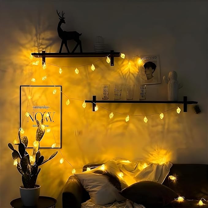 Golden Leaf Fairy Lights – 15 Warm LED Light String for Home & Festive Décor