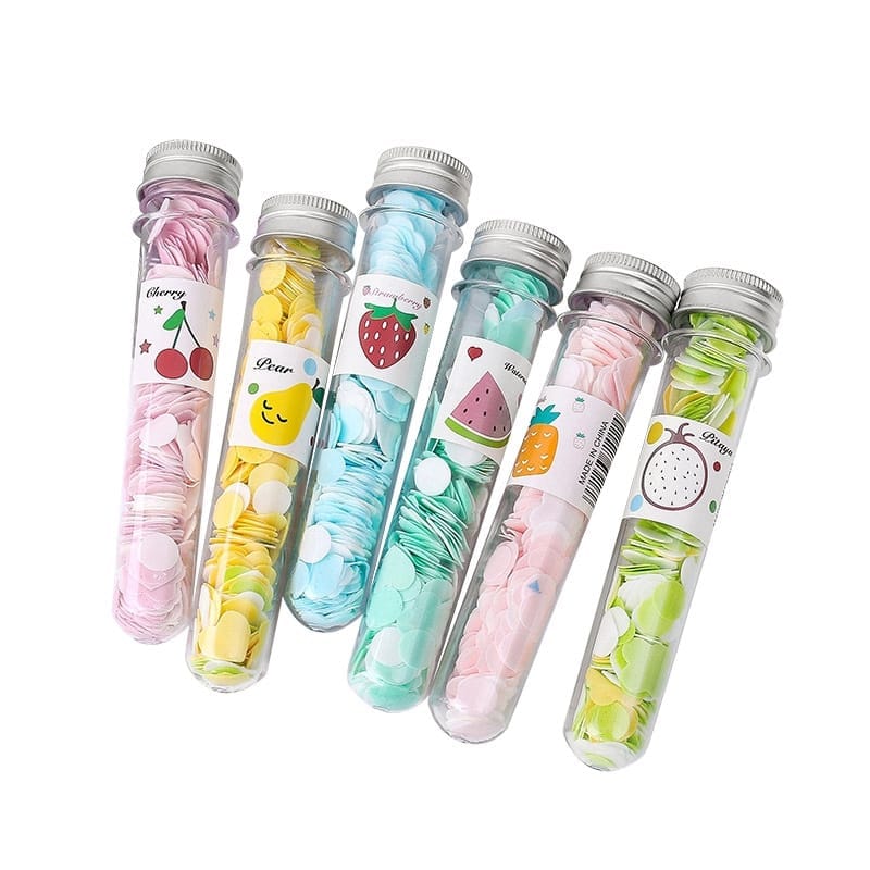 FruityClean: Cute Travel-Friendly Hand Soap Paper Flake Tubes (Set of 3) – Perfect for On-the-Go Hygiene