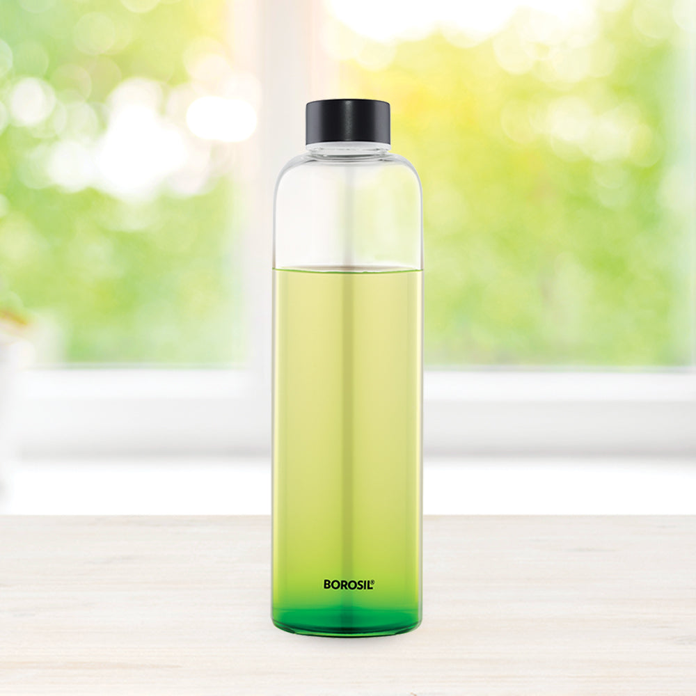 Borosil Crysto Glass Bottle-Black Lid, 750ml