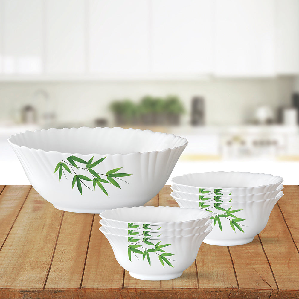 Larah by Borosil Bamboo Leaves Pudding Set, 7 pc (Small)