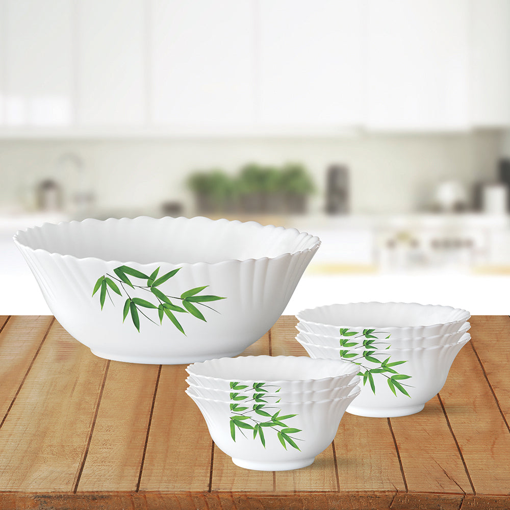 Larah by Borosil Bamboo Leaves Pudding Set, 7 pc (Small)