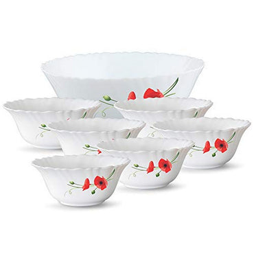 Larah by Borosil Red Carnation Pudding Set, 7 pc (Large)