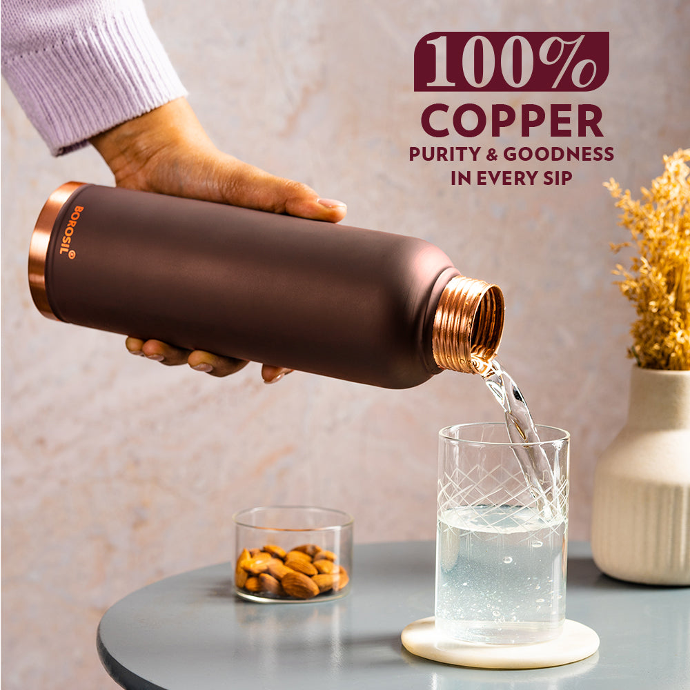 Borosil Eco Copper Bottle, Brown, 1L