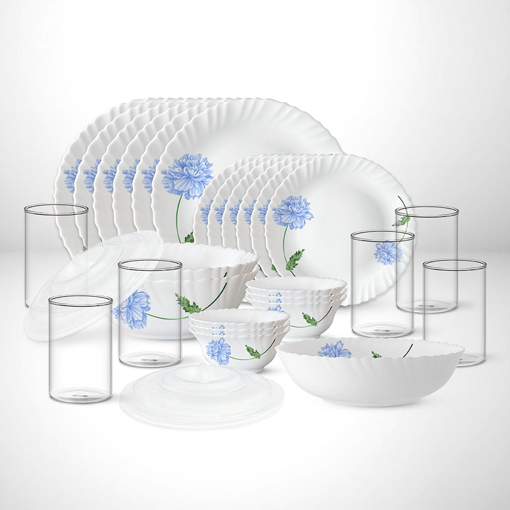 Larah by Borosil Blue Mist Dinner Set, 29 pc