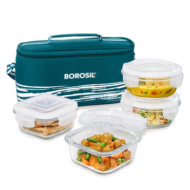 Steller Universal Glass Lunch Box, Set of 4 (320ml x 2 + 240ml x 2)