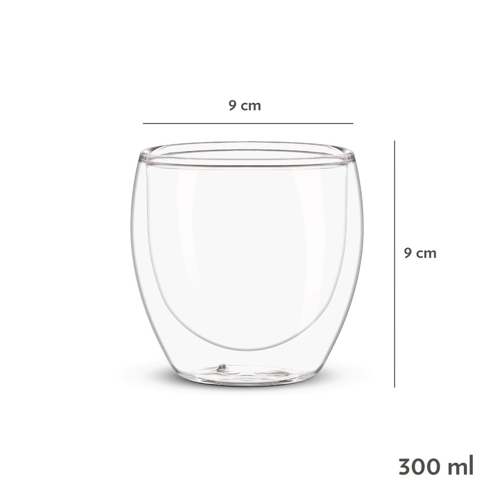 Borosil Bella Double Wall Glass Tumbler, Set of 2, 300ml