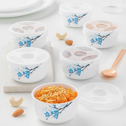 Larah by Borosil Mimosa Katori w Lid, 12 pc