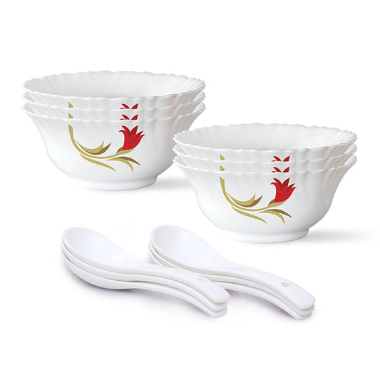 Larah by Borosil Red Lily Soup Bowl Set