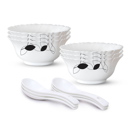 Larah by Borosil Shadow Soup Bowl w Spoon