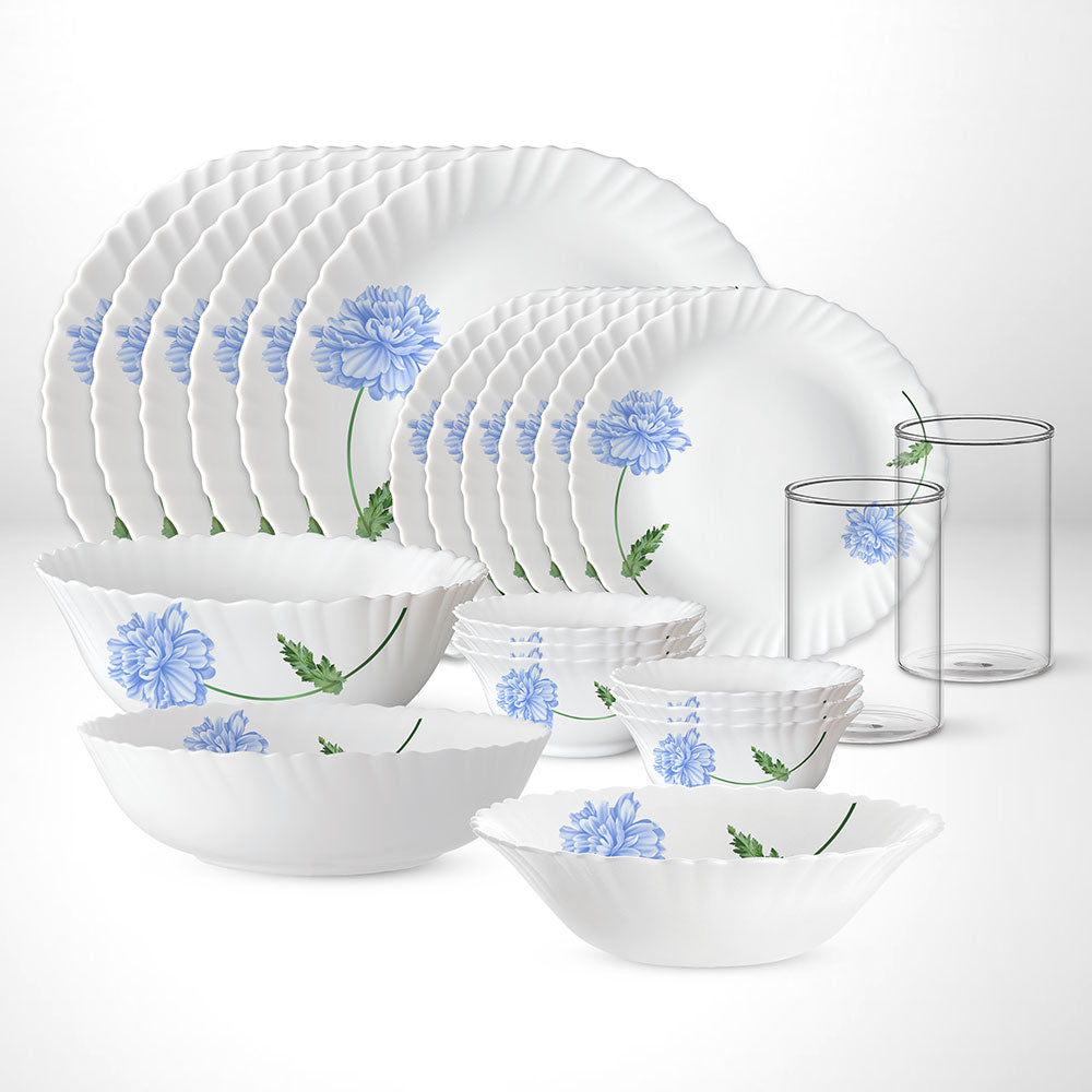 Larah by Borosil Blue Mist Dinner Set, 29 pc