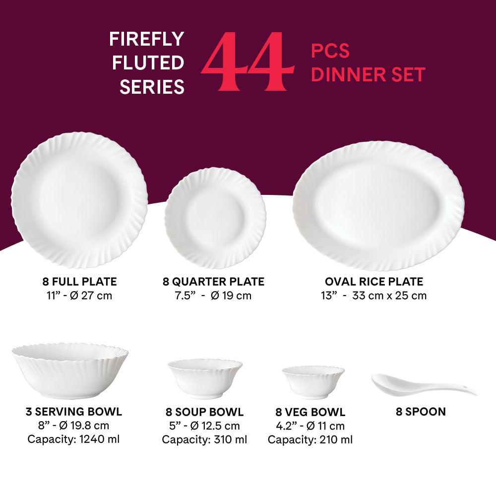 Larah by Borosil Firefly Dinner Set, 37 pc
