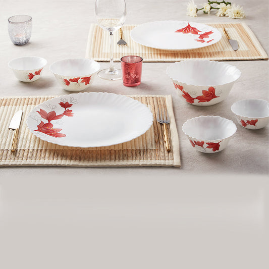 Larah by Borosil Ruby Dinner Set, 63 pc