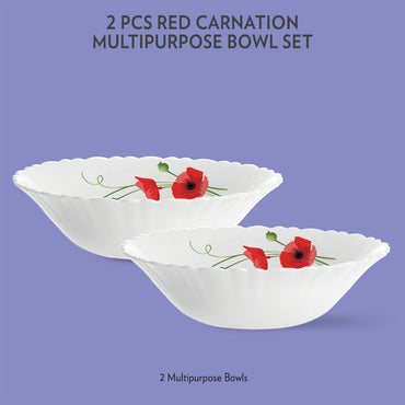 Red Carnation Multipurpose Bowl, 2 pc Set