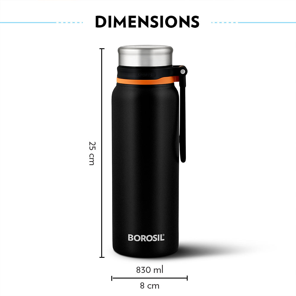 Aquafit Bottle, Black, 830ml, Personalise