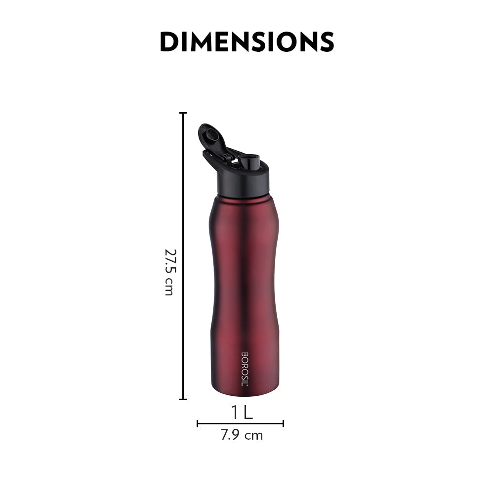 Borosil Grip n Sip Maroon, 1L