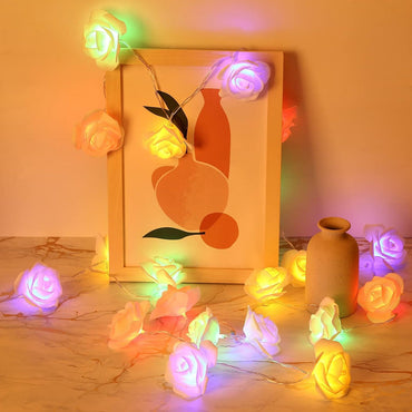 Rainbow Rose 16 LED Fairy Lights – Romantic Decorative String Lights
