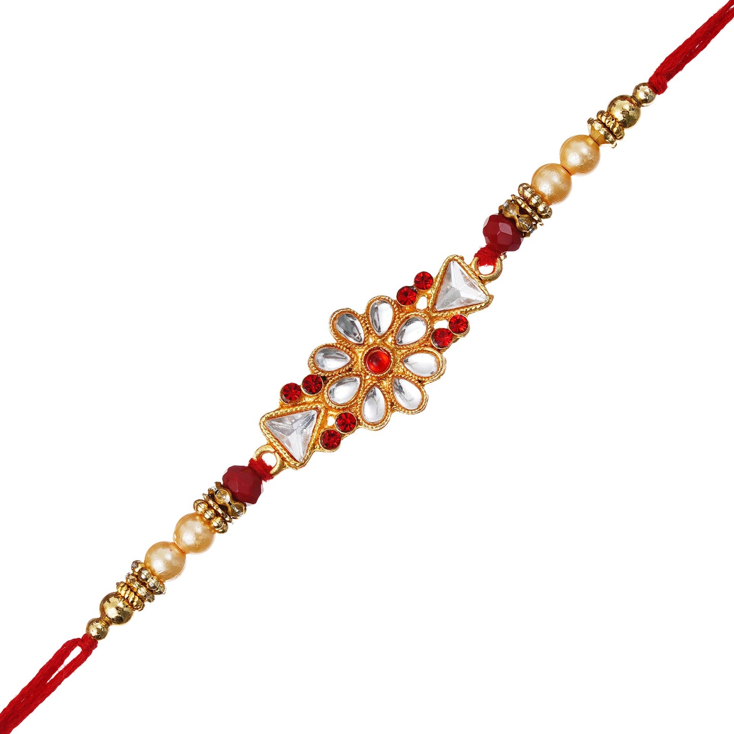 JaipurCrafts New Combo Of Single Rakhi For Brother And Bhabhi With Ram lalla Idol Statue for Home And Car Dashboard- Rakhi Gift Combos