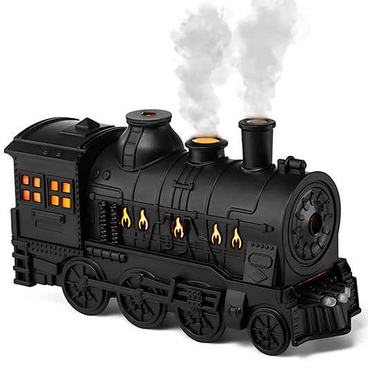 Mystiq: Train-Shaped Aroma Diffuser & Humidifier, 300ml, Flame Light, 2 Mist Modes, Auto Off – Perfect for Home, Office & Festive Decor.