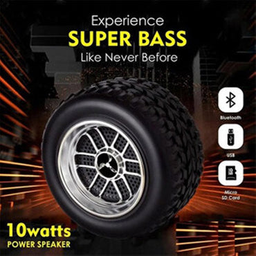 Tyro: Tyre-Shaped Wireless Bluetooth Speaker with Deep Bass, 10W Stereo Sound, 12-Hour Playtime, AUX/TF/USB Support & Portable Car-Inspired Design